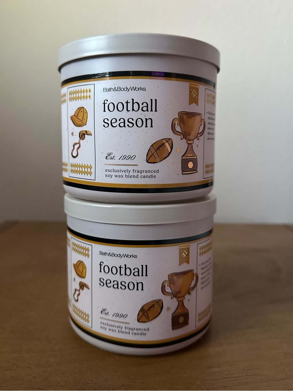 X2 Bath & Body Works FOOTBALL SEASON 3 wick candles NEW